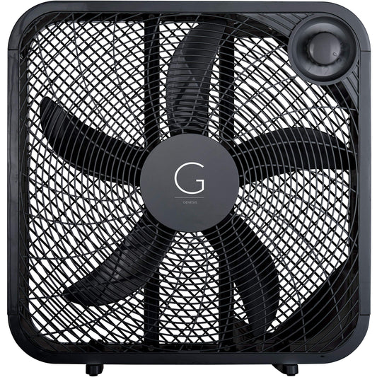 Genesis 20" Box Fan, 3 Settings, Max Cooling Technology, Carry Handle, Black (G20BOX-BLK) Genesis