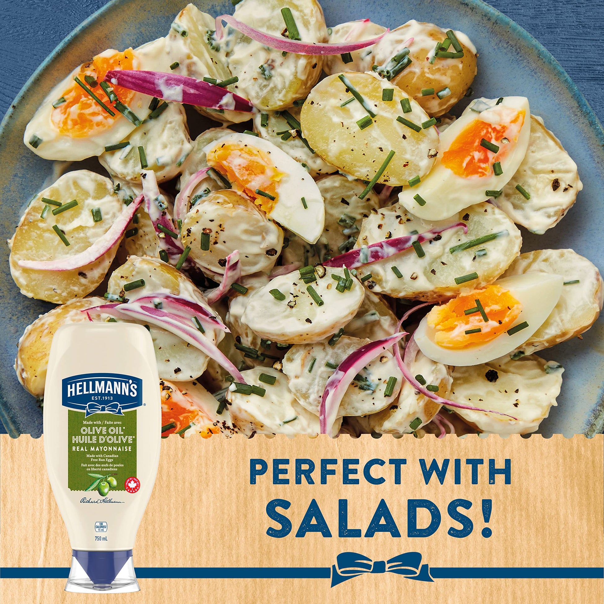 Hellmann's Mayonnaise ideal condiment for sandwiches, salads and burgers Olive Oil with free run eggs and canola oil 750 ml