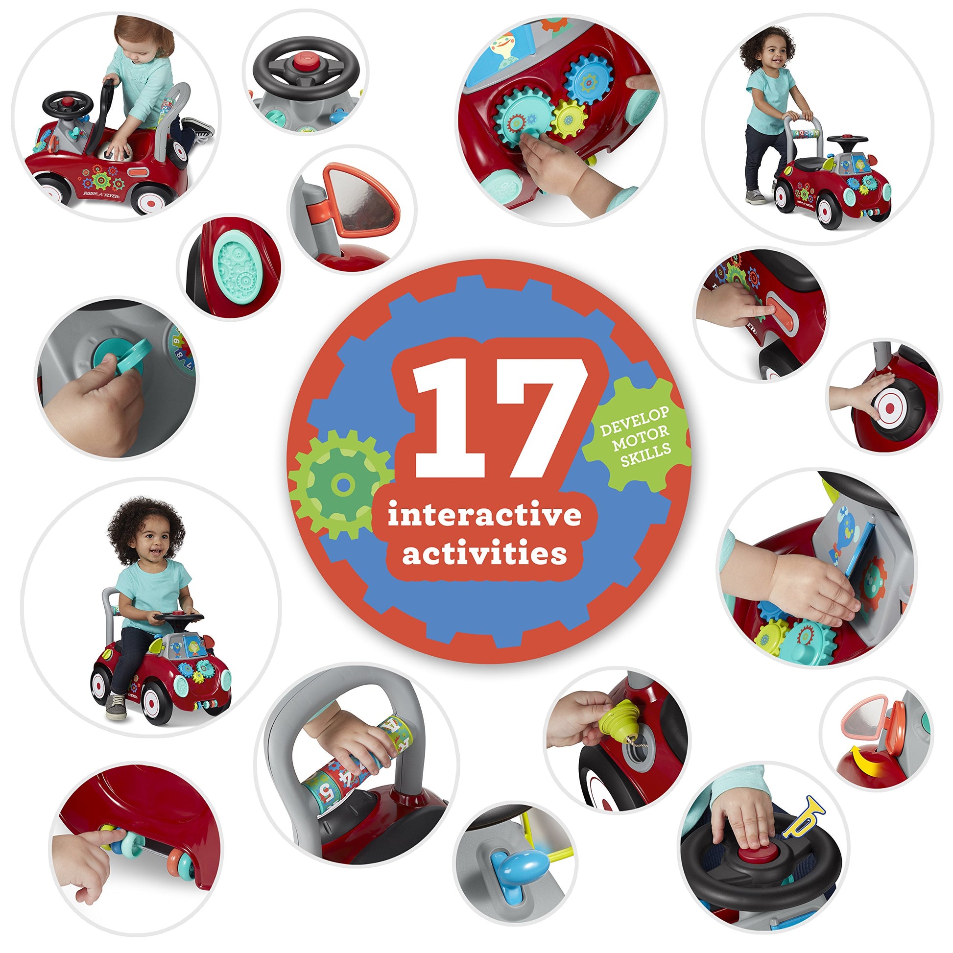 Radio Flyer Busy Buggy, Sit to Stand Toddler Ride On Toy, Ages 1-3, Red Radio Flyer
