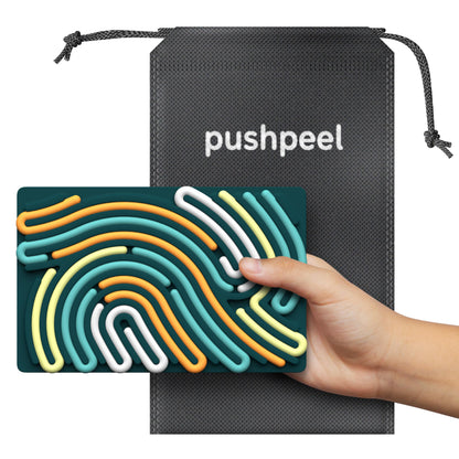 Pushpeel Sensory Activity Board: Silicone Fidget Toy for Calming, Stress, Anxiety, ADHD & Autism | Silent, No Mess | Kids 3+ & Adults | Includes Portable Travel Bag & 11 Strings (Spruce)