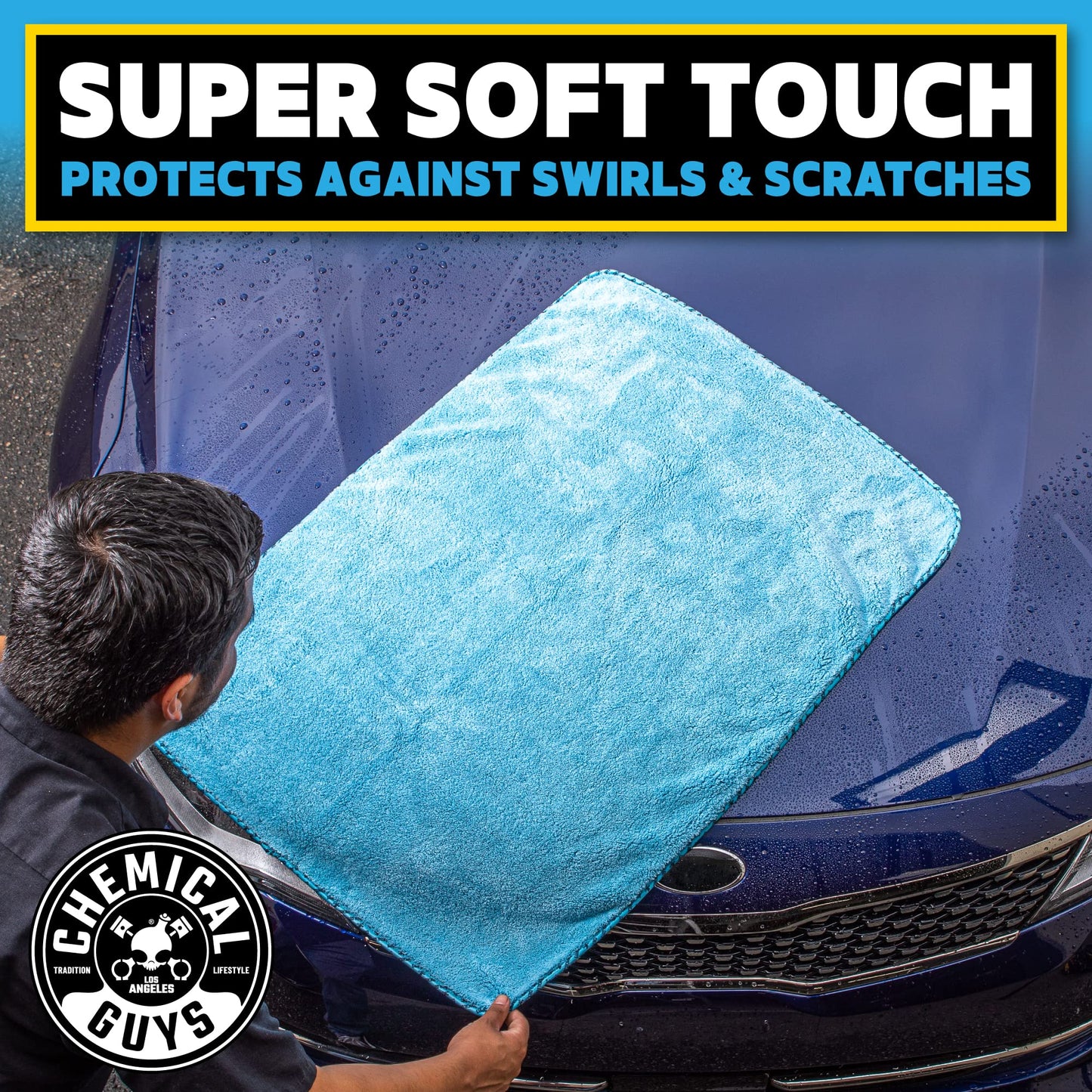 Chemical Guys Woolly Mammoth Microfiber Towel (36" x 25") Cars, Trucks, SUVs, RVs, Home, Pets, Messes, Blue Chemical Guys