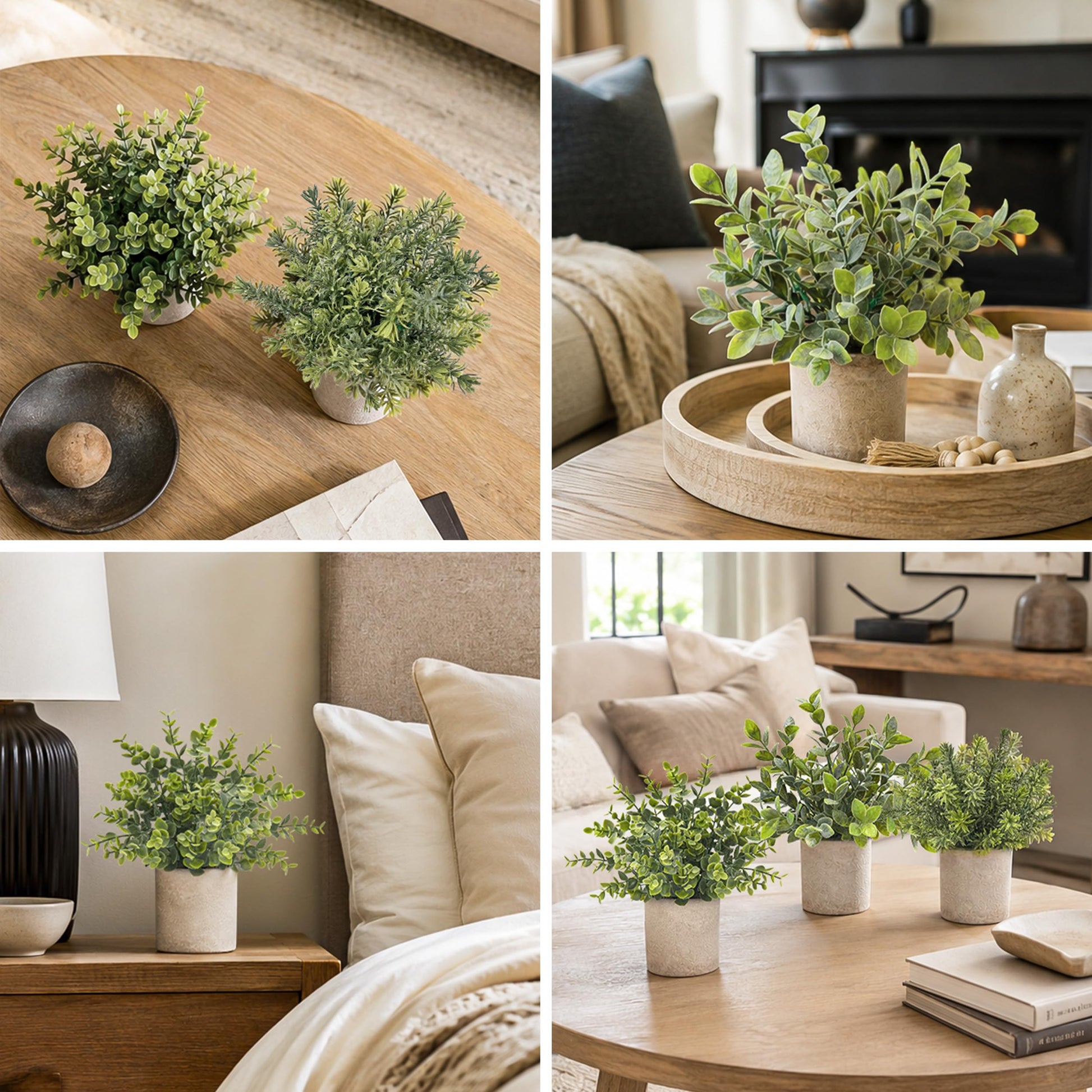 Der Rose 3 Pack Mini Potted Fake Plants Artificial Plastic Eucalyptus Plants for Home Office Desk Farmhouse Room Decor Indoor - Available at All In One Marketplace Canada