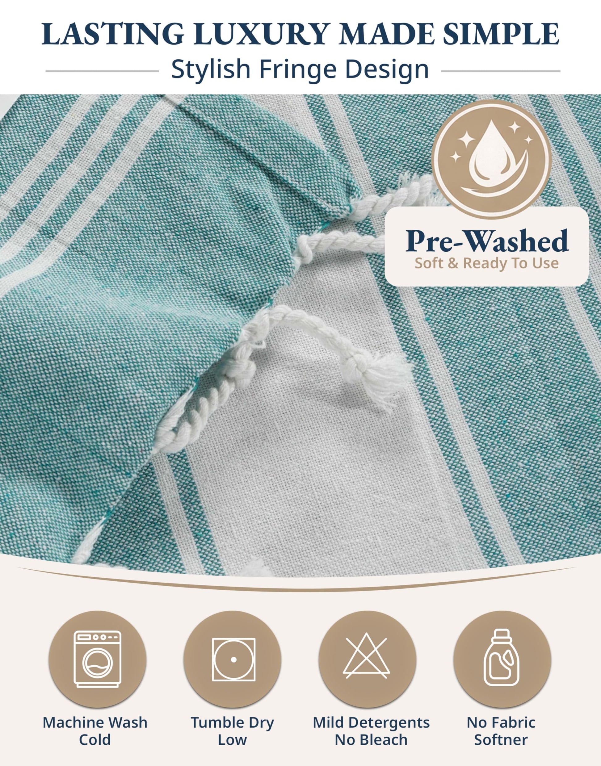 Lane Linen Turkish Beach Towels Set of 6, Oversized Beach Towel, Lightweight Beach Essentials for Women, Large Pool Towel, Absorbent & Quick Dry, Sand Free Beach Towel, 39"x71" - Tropical Breeze