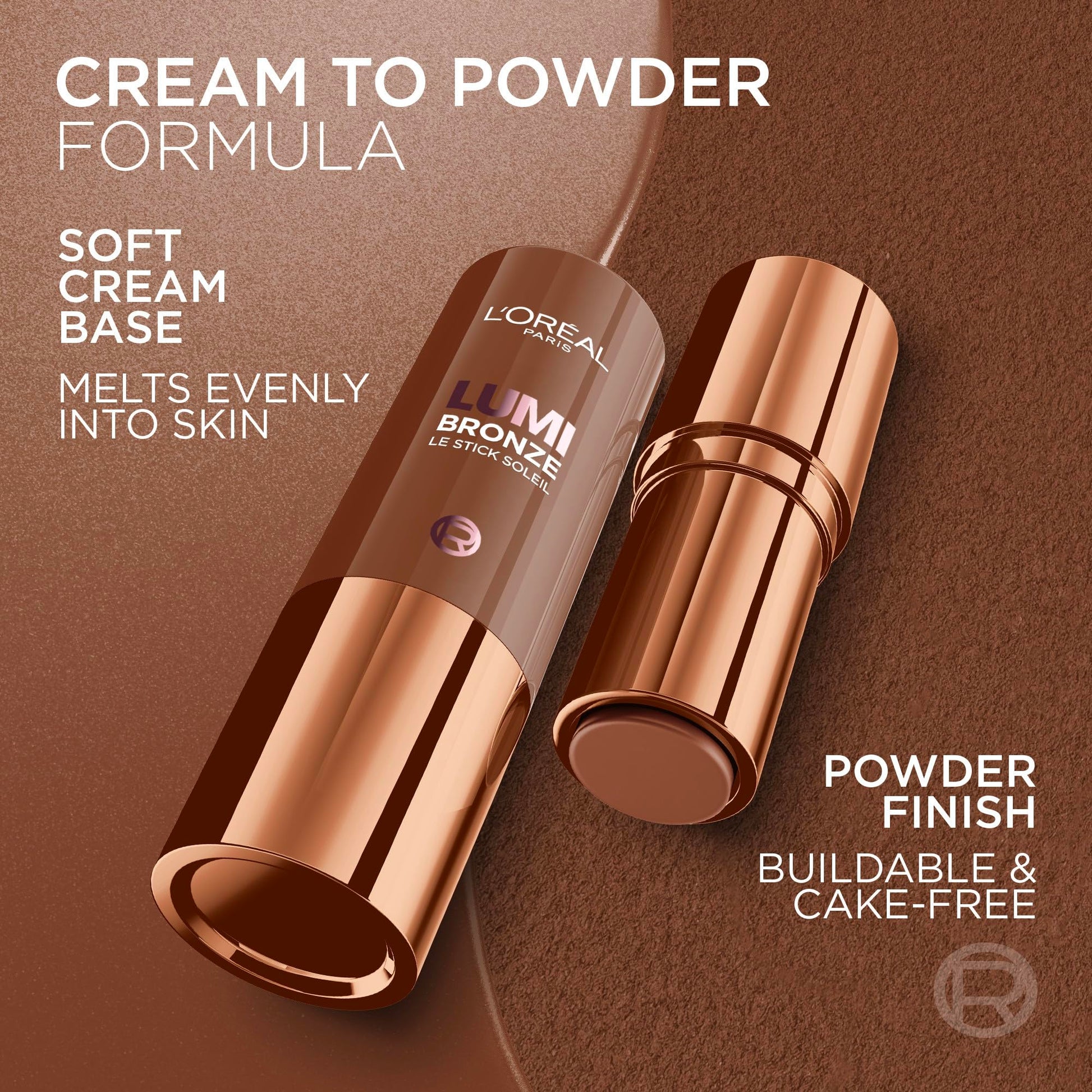 L'Oreal Paris Lumi Bronze Le Stick Soleil Bronzer Stick, Cream-To-Powder Bronzer For A Sunkissed Face Makeup Glow, 120 Copper Bronzette - Available at All In One Marketplace Canada
