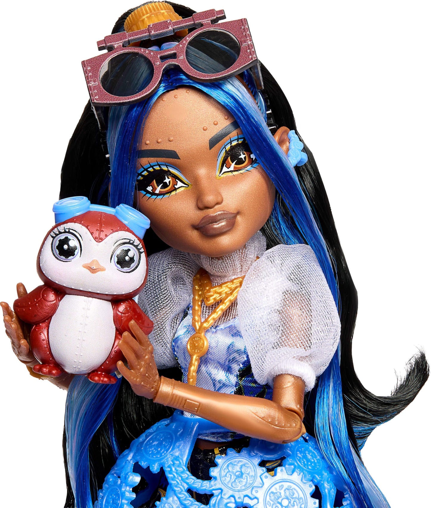 Monster High Doll, Robecca Steam in Blue Blouse and Black Shorts with Pet Penguin Captain Penny and 7 Accessories Like Flying Goggles and Purse 🍁 All In One Marketplace Canada