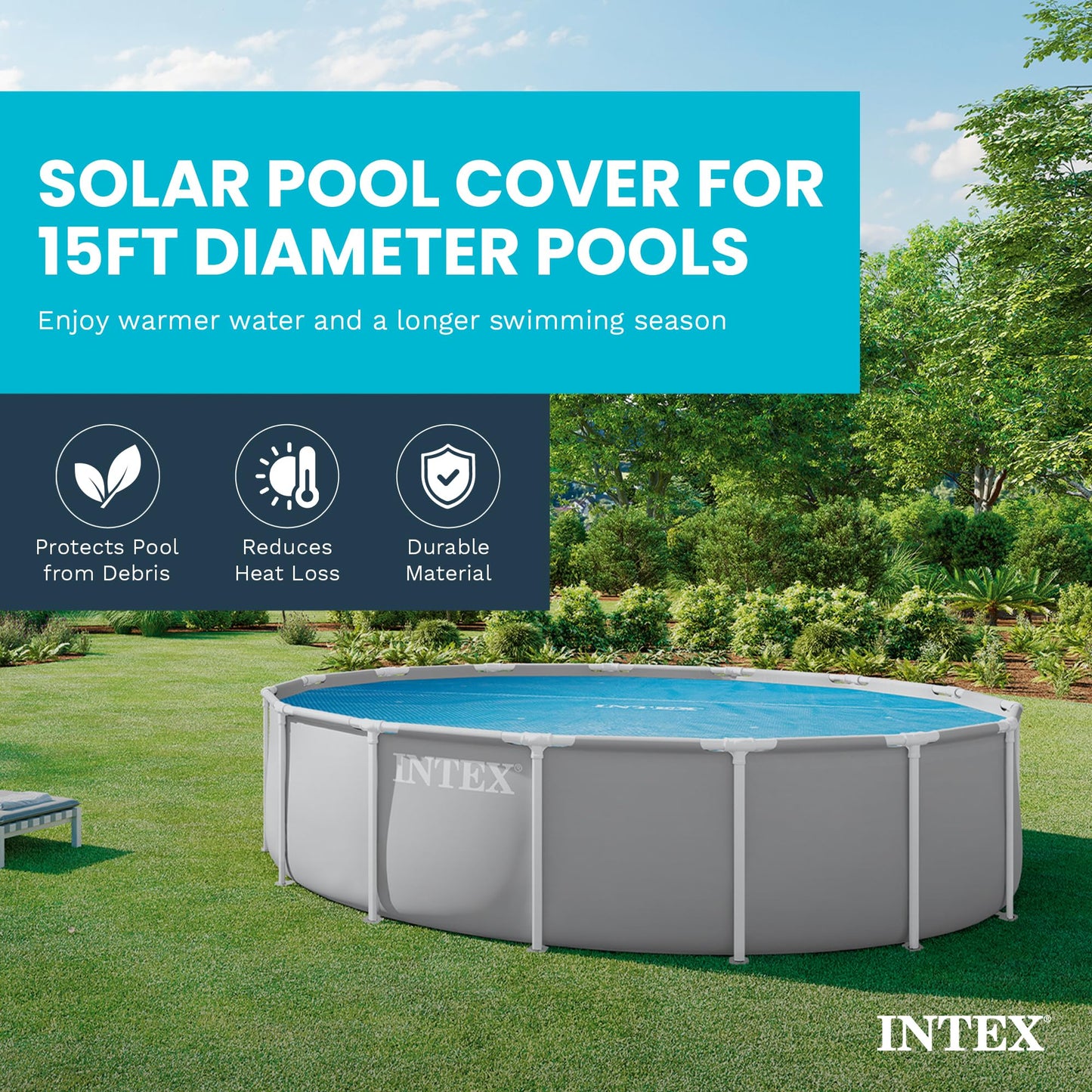 Intex 59954E Solar Cover for 15ft Diameter Easy Set and Frame Pools