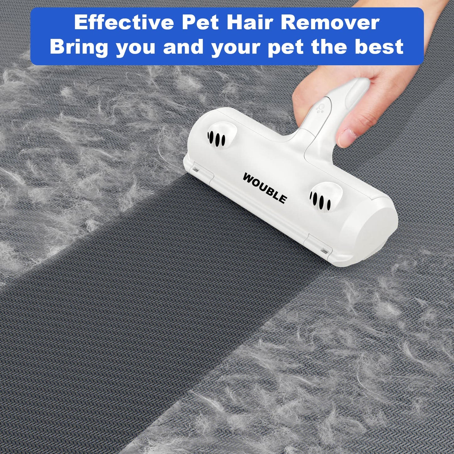 Wouble Pet Hair Remover Roller, Reusable Lint Roller for Pet Hair,Self Clean Dog Cat Fur Removal Brush, from Carpet, Furniture, Rugs, Laundry, Bedding, Sofa-White - Available at All In One Marketplace Canada