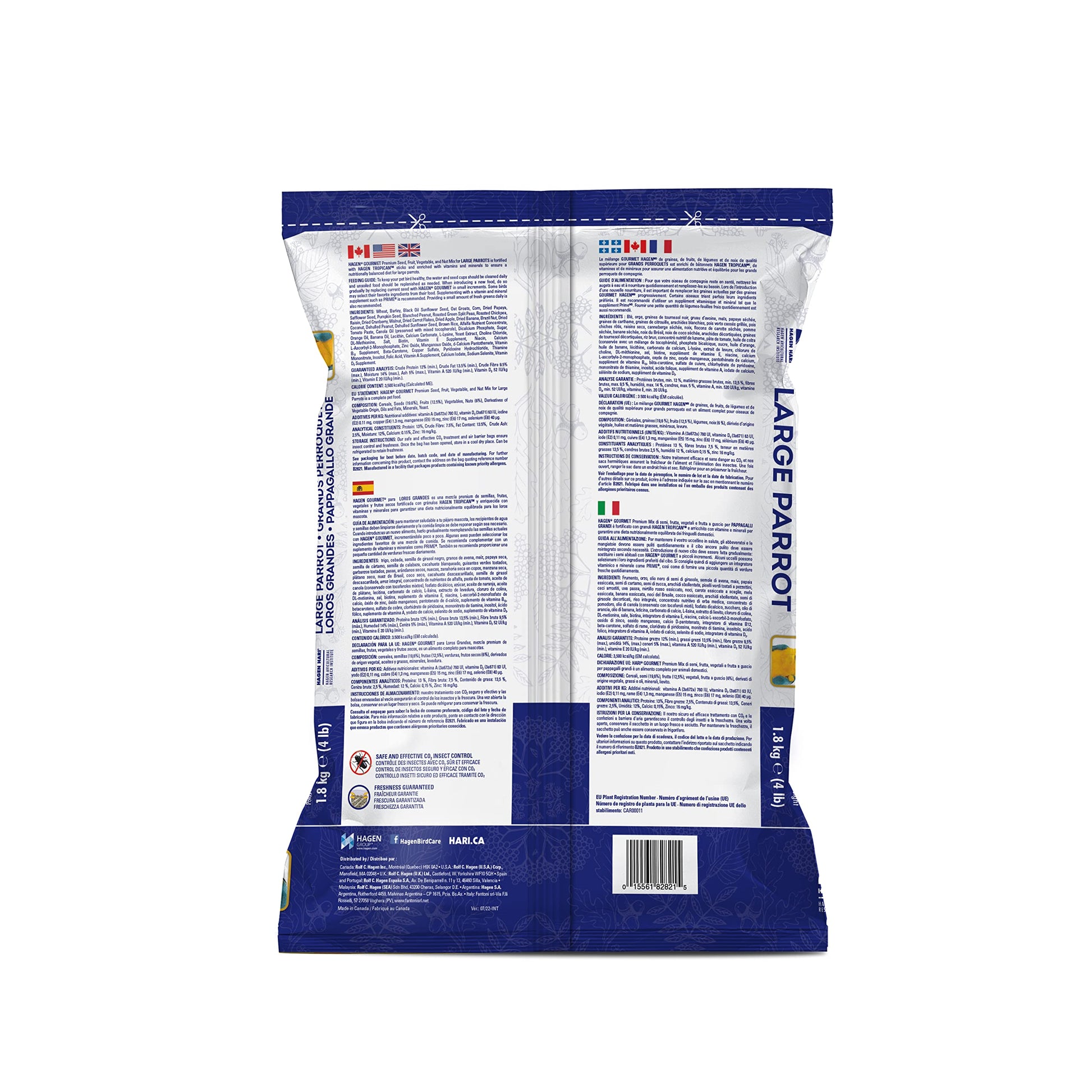 Hagen B2821 Gourmet Parrot Mix, 1.8 Kg, 4-Pound HARI