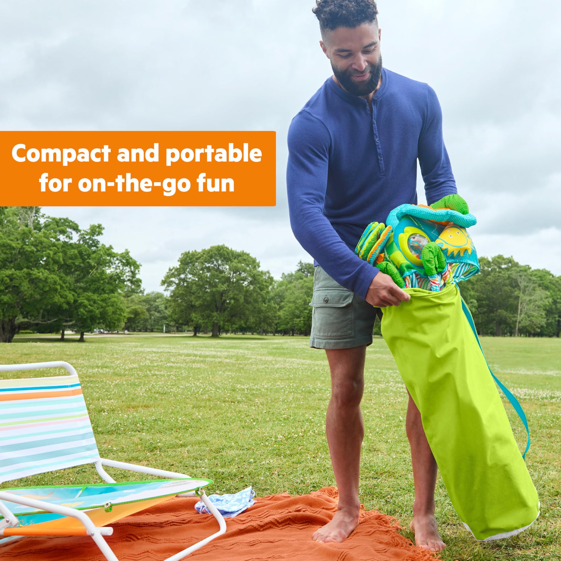 Bright Starts Pop 'N Jump Portable Activity Jumper, Indoor/Outdoor Use, Owl Forest with 4 Sensory Toys, Ages 6-12 Months Bright Starts