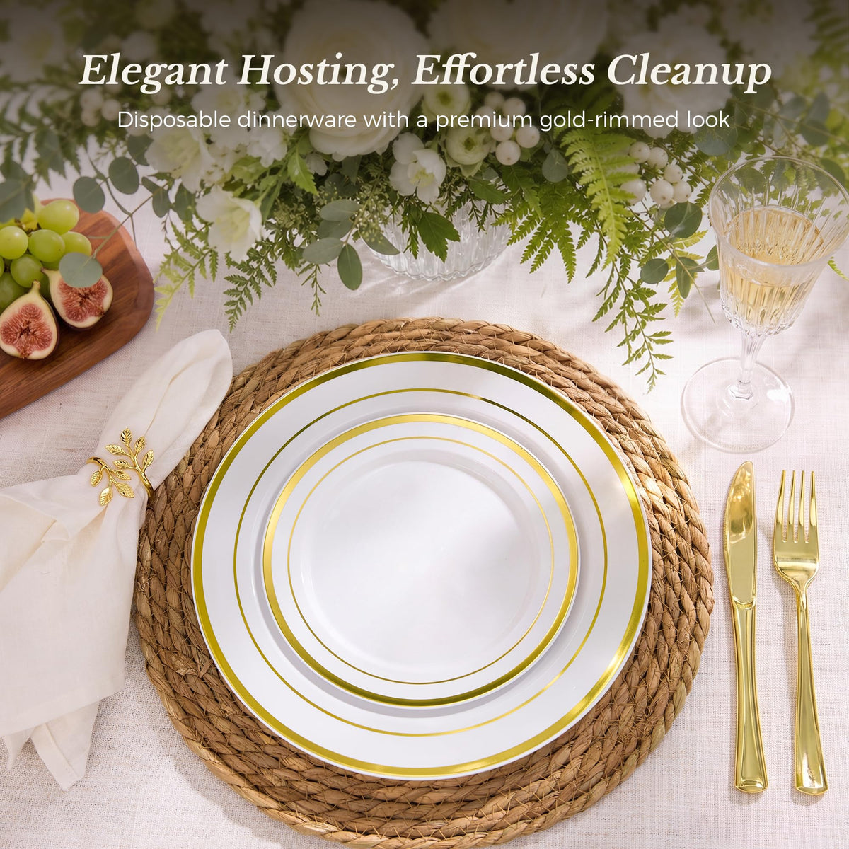 Goodluck 120PCS Gold Plastic Plates, Disposable Party Plates Gold Rim 🍁 All In One Marketplace Canada