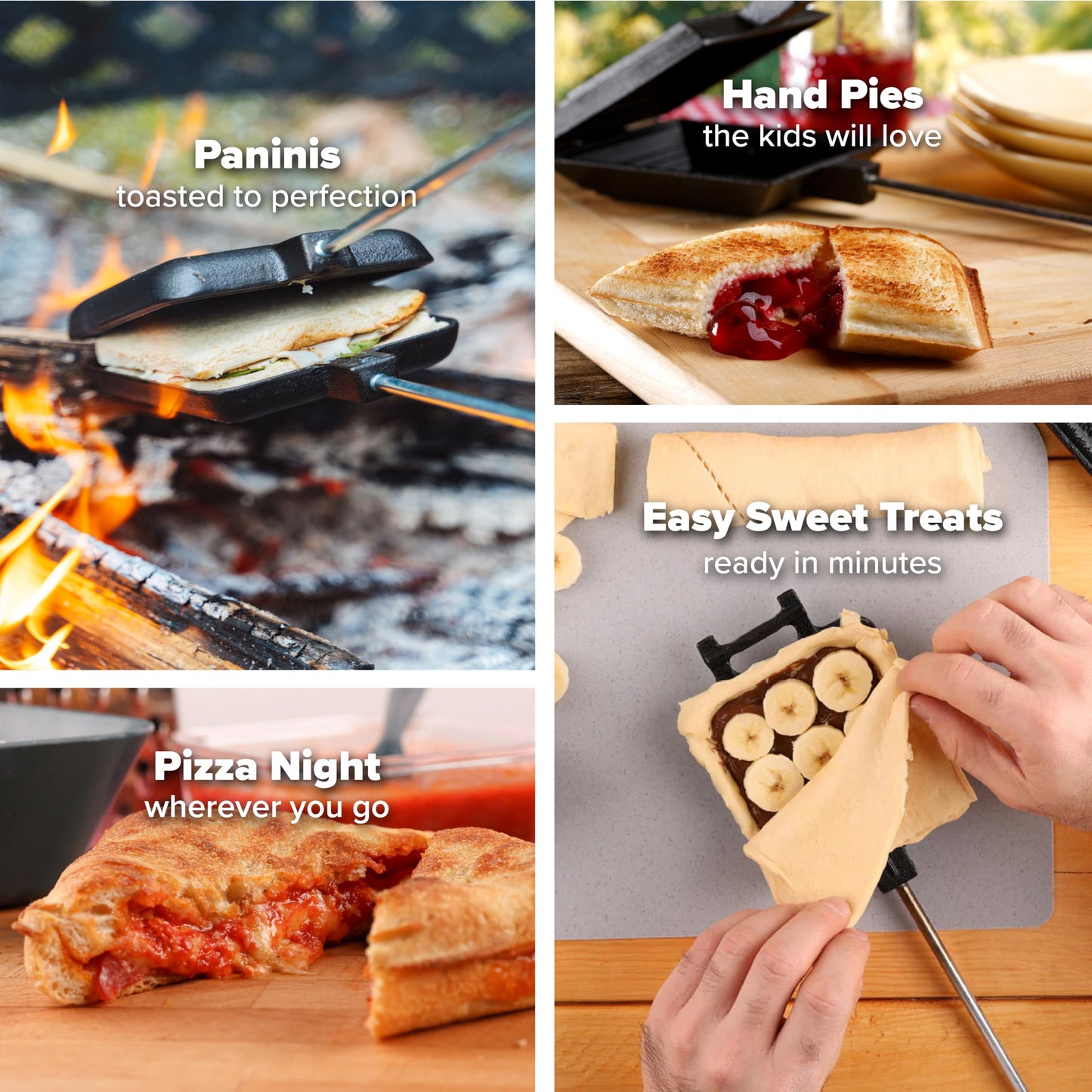 Coghlan's Cast Iron Camp Cooker - Pre-Seasoned Pie Iron Sandwich Maker with Heat-Resistant, Removable Handles, Easy-to-Clean for Toasted Pies, Grilled Sandwiches, and Meats, For Campfire Cooking 🍁 All In One Marketplace Canada