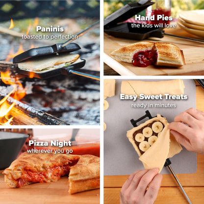 Coghlan's Cast Iron Camp Cooker - Pre-Seasoned Pie Iron Sandwich Maker with Heat-Resistant, Removable Handles, Easy-to-Clean for Toasted Pies, Grilled Sandwiches, and Meats, For Campfire Cooking 🍁 All In One Marketplace Canada