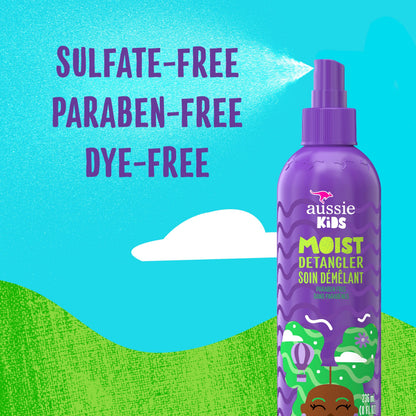 Aussie Kids Moist Sulfate Free Detangler for Kids, Paraben Free, 708 mL Total (3 Count of 236 mL Each)
