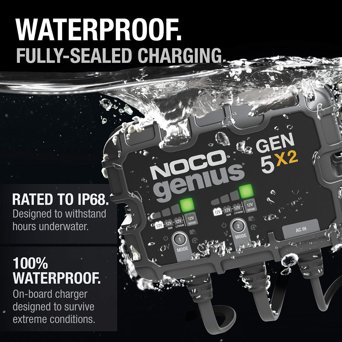 NOCO GEN5X2 12V 10A 2-Bank OnBoard Marine Battery Charger & Maintainer