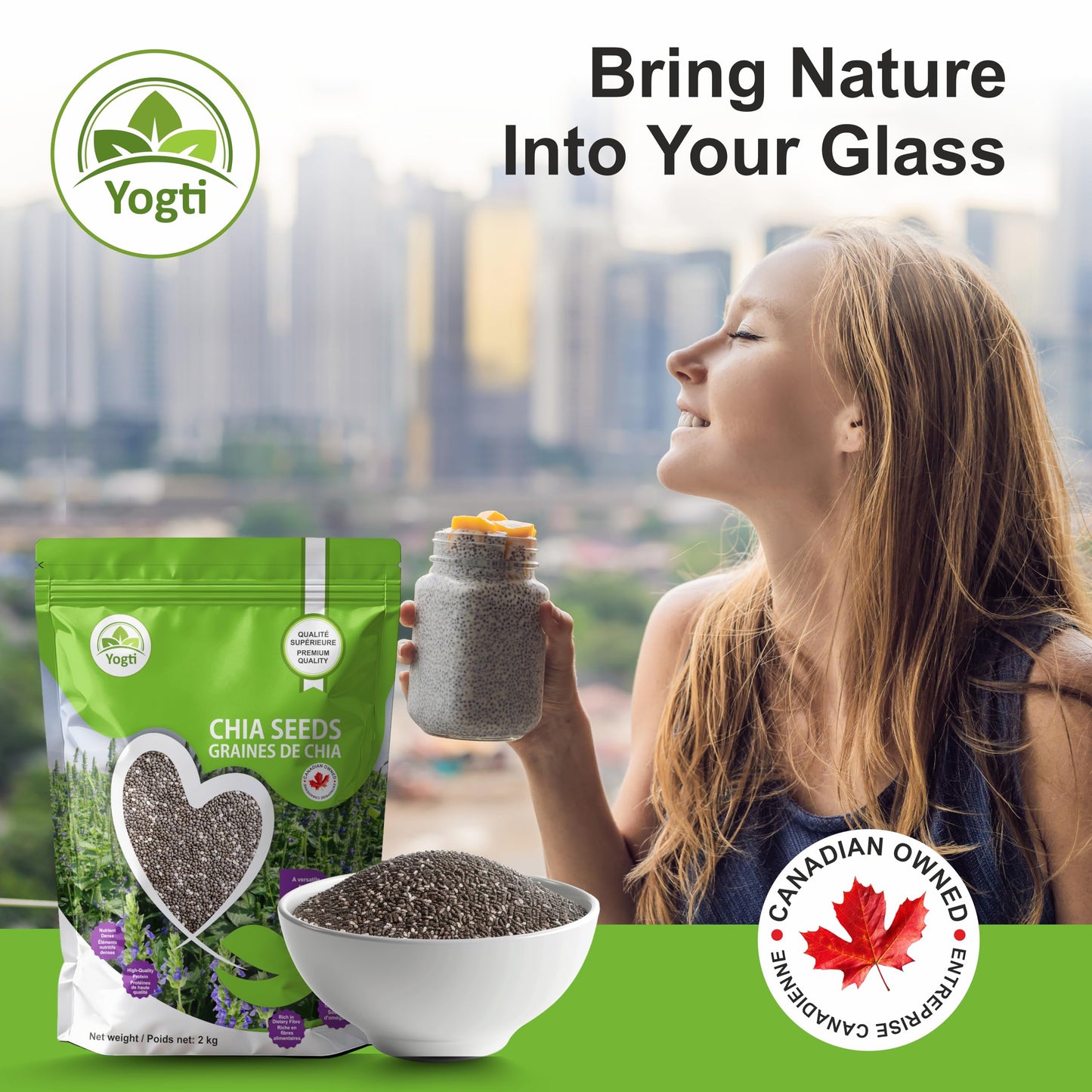 Yogti Black Chia Seeds - Jumbo Pack 2 Kilo, Raw Plant Based SuperFood, Natural, Keto Friendly, Kosher, Halal, Vegan, Source of Omega-3, Nutrient Dense, High Fiber, Rich in Magnesium, A Versatile Superseed for Smoothies, Baking, Salads, and Chia Pudding, R Yogti