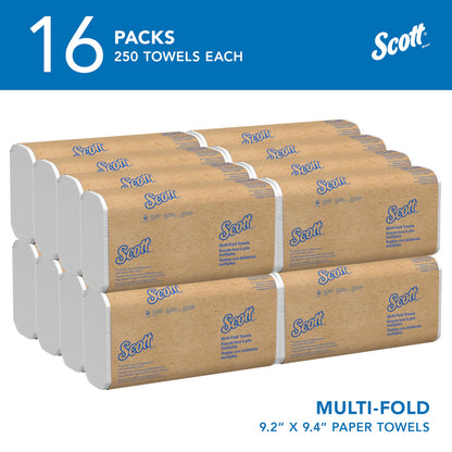 Scott Professional Universal Multifold Paper Towels, Bulk (01840), Absorbency Pockets, White, 9.2"x9.4" Towel, Compressed, Compact (250 Sheets/Pack, 16 Packs/Case, 4,000 Sheet Total) - Available at All In One Marketplace Canada