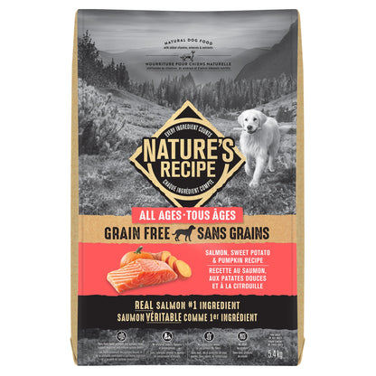 Nature's Recipe Grain Free Natural Dog Food Salmon, Sweet Potato & Pumpkin Recipe 5.4 kg (Pack of 1) 🍁 All In One Marketplace Canada