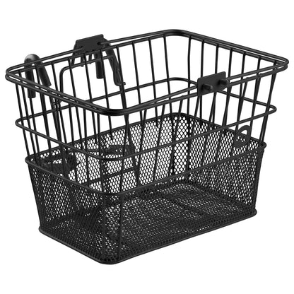 Retrospec Apollo Detachable Front Bike Basket Steel Half-Mesh with Integrated Detachable Hooks and Built-in Handle, Easy Assembly and Portability for Bicycles Retrospec