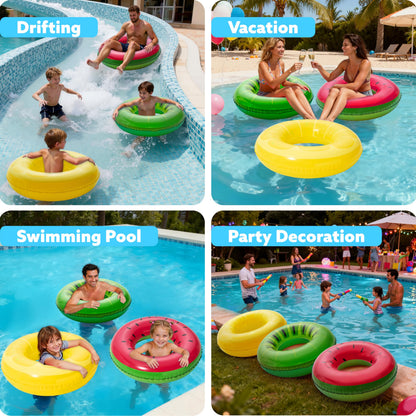 JOYIN 3 Pack Inflatable Pool Floats for Kids Adults, Fruits Swim Tube Pool Rings Swimming Rings Floaties for Swimming Pool Party Decorations