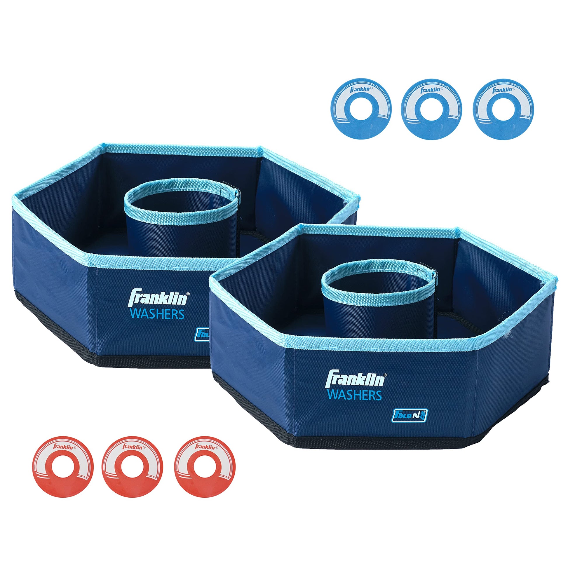 Franklin Sports Washer Toss - 6 Washers and 2 Collapsible Targets - Beach or Camping Outdoor Lawn Game - Official Size Washer Set Franklin Sports