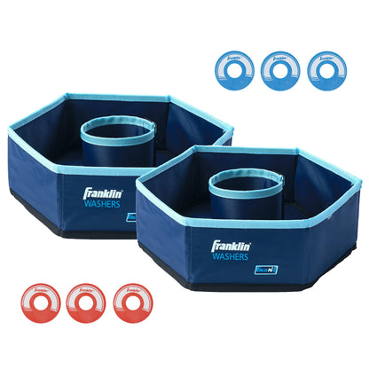 Franklin Sports Washer Toss - 6 Washers and 2 Collapsible Targets - Beach or Camping Outdoor Lawn Game - Official Size Washer Set Franklin Sports