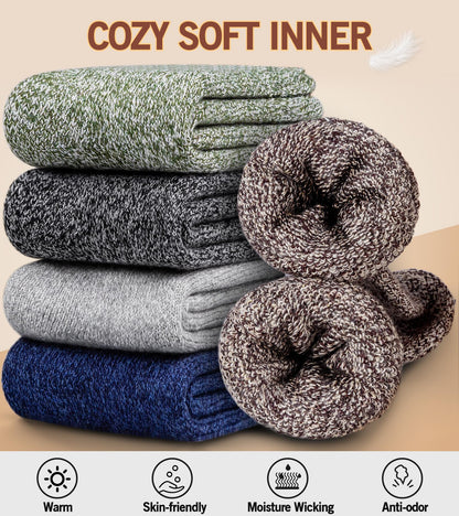 Yeblues 5 Pairs Wool Socks Mens, Thick Warm Winter Socks, Hiking Socks Soft Casual Socks for Men（Plus size fits 14-18) 🍁 All In One Marketplace Canada