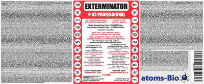 Exterminator P 43 Professional | Insect Killer Spray | Water-Based, Odor-Free Formula | 4L | Kills Ants, Cockroaches, Ticks, House Flies, Spiders | Indoor & Outdoor Use | Permethrin 0.25% - Available at All In One Marketplace Canada