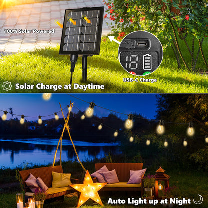 Joomer Solar String Lights Outdoor, 55FT S14, 16+2 Bulbs (2700K,Warm White) - Available at All In One Marketplace Canada