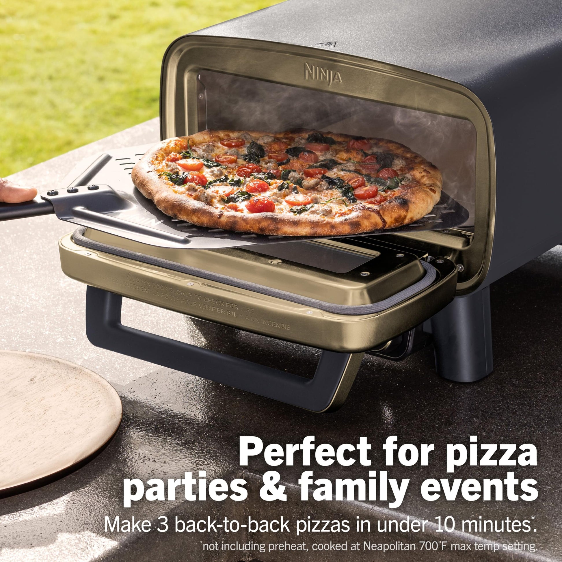 Ninja Artisan Pizza Oven, 12-in/30.5cm 3-Min Pizza, 700F/371°C, 5-n-1, Gray Ninja