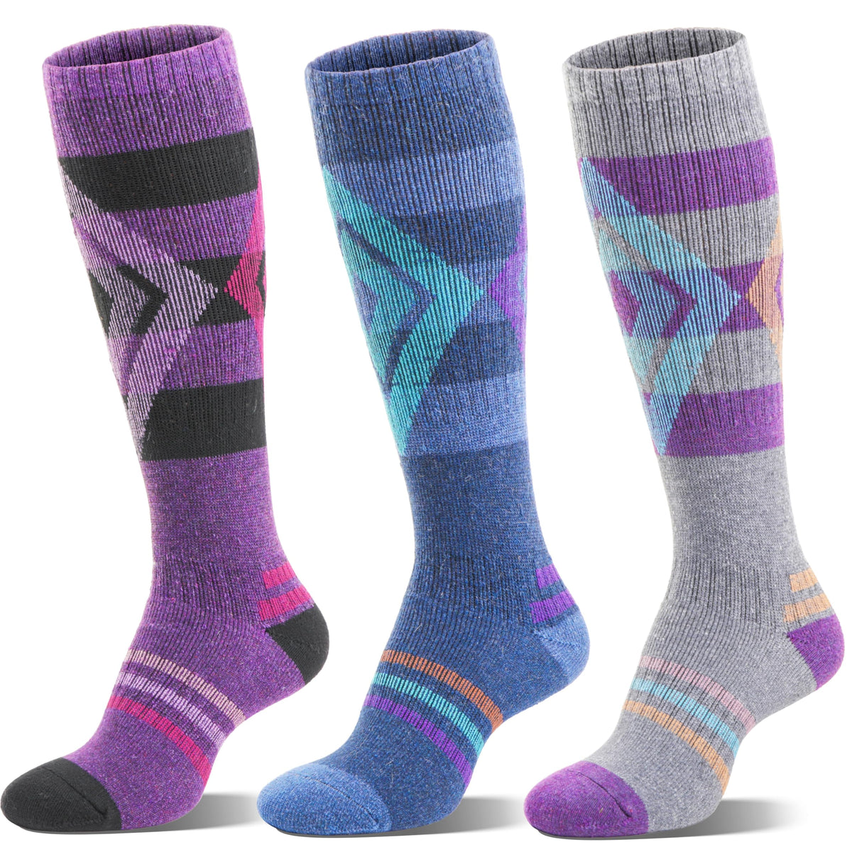 Welwoos Merino Wool Ski Socks for Mens Womens Thermal Winter Thick Warm Long Socks for Skiing Outdoor Sports Snowboarding 3 Pairs Gifts Stocking Stuffers for Men Women (Assorted,M) 🍁 All In One Marketplace Canada