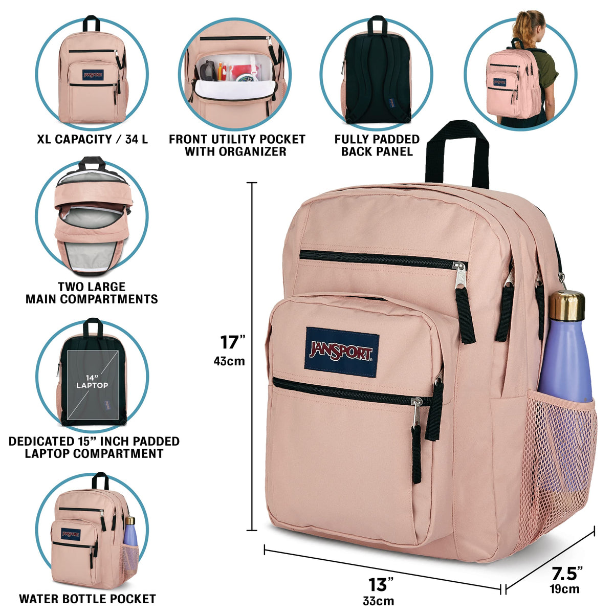 JanSport Laptop Backpack - Computer Bag with 2 Compartments, Ergonomic Shoulder Straps, 38.1 cm Laptop Sleeve, Haul Handle - Cyberspace Galaxy