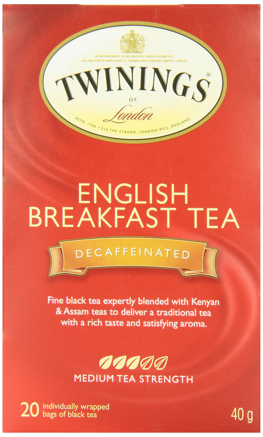 Twinings Decaf English Breakfast Sachets Emballés Individuellement, Thé Noir Décaféiné, Doux, Savoureux, Robuste, 20 Sachets (Lot de 6), À Déguster Chaud ou Glacé 🍁 All In One Marketplace Canada