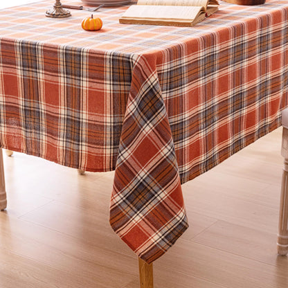 AQOTHES Plaid Fall Tablecloth Thanksgiving Rectangle 60x84 Inch Rust Orange 🍁 All In One Marketplace Canada
