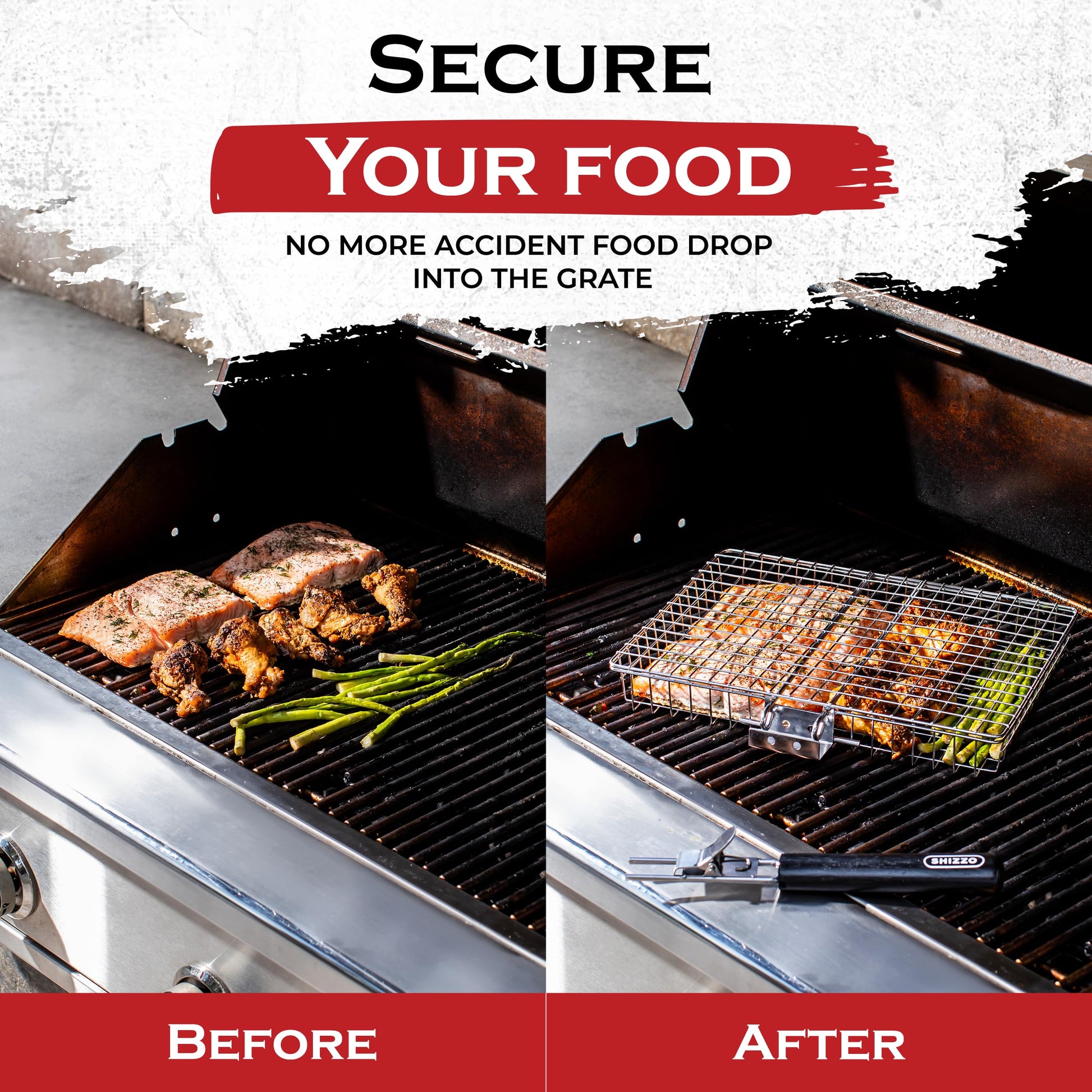 SHIZZO Grill Basket Value Set, Barbecue BBQ Grilling Basket , Stainless Steel Large Folding Grilling baskets With Handle, Portable Outdoor Camping BBQ Rack for Fish, Shrimp, Vegetables, Barbeque Griller Cooking Accessories, Gift, Gifts for father, dad, hu - Available at All In One Marketplace Canada