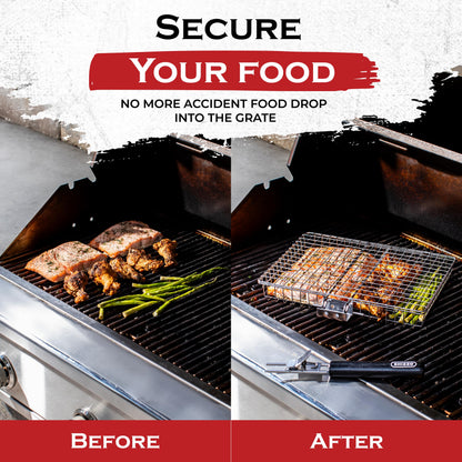 SHIZZO Grill Basket Value Set, Barbecue BBQ Grilling Basket , Stainless Steel Large Folding Grilling baskets With Handle, Portable Outdoor Camping BBQ Rack for Fish, Shrimp, Vegetables, Barbeque Griller Cooking Accessories, Gift, Gifts for father, dad, hu - Available at All In One Marketplace Canada