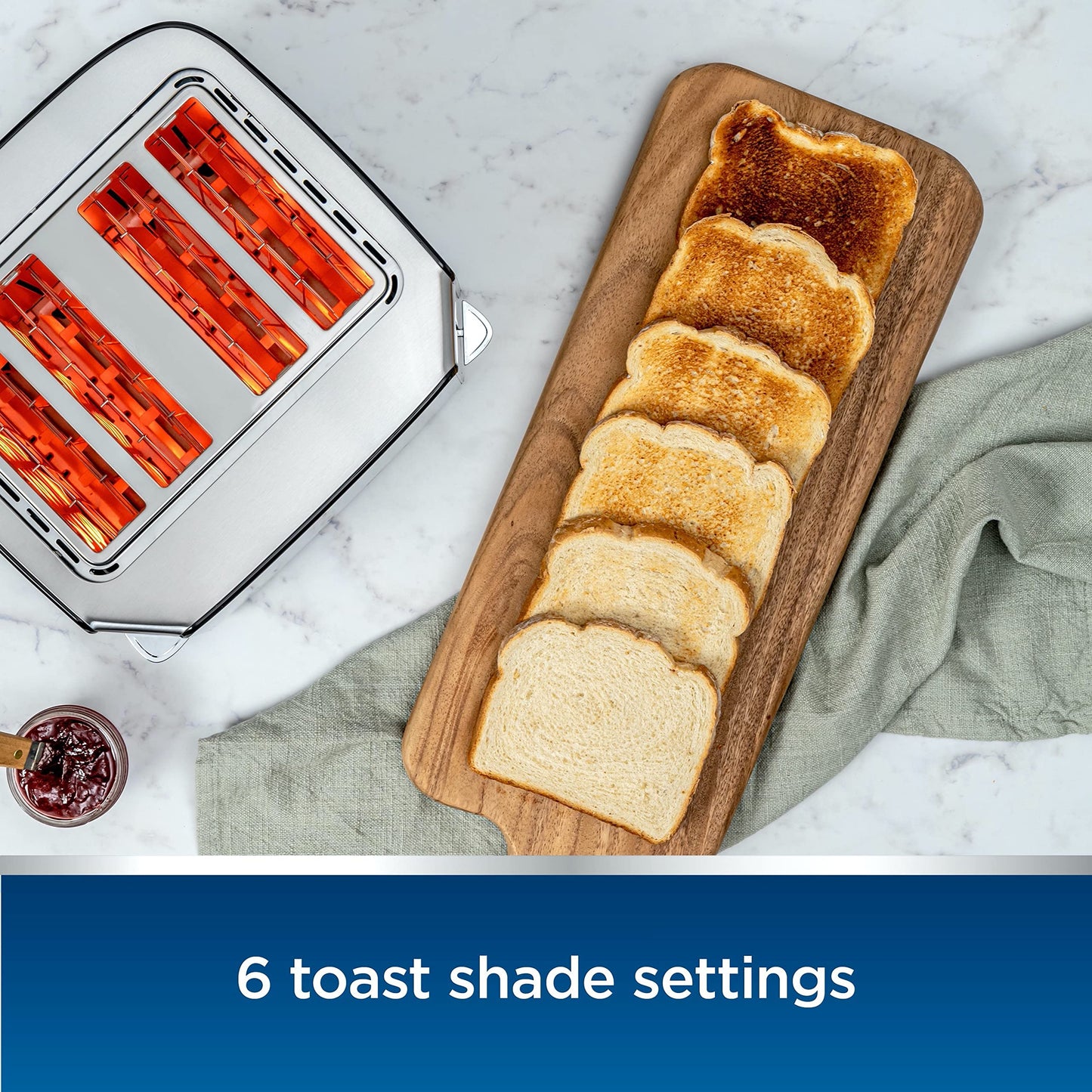 Oster 4-Slice Toaster, Touch Screen with 6 Shade Settings and Digital Timer, Black/Stainless Steel - Available at All In One Marketplace Canada