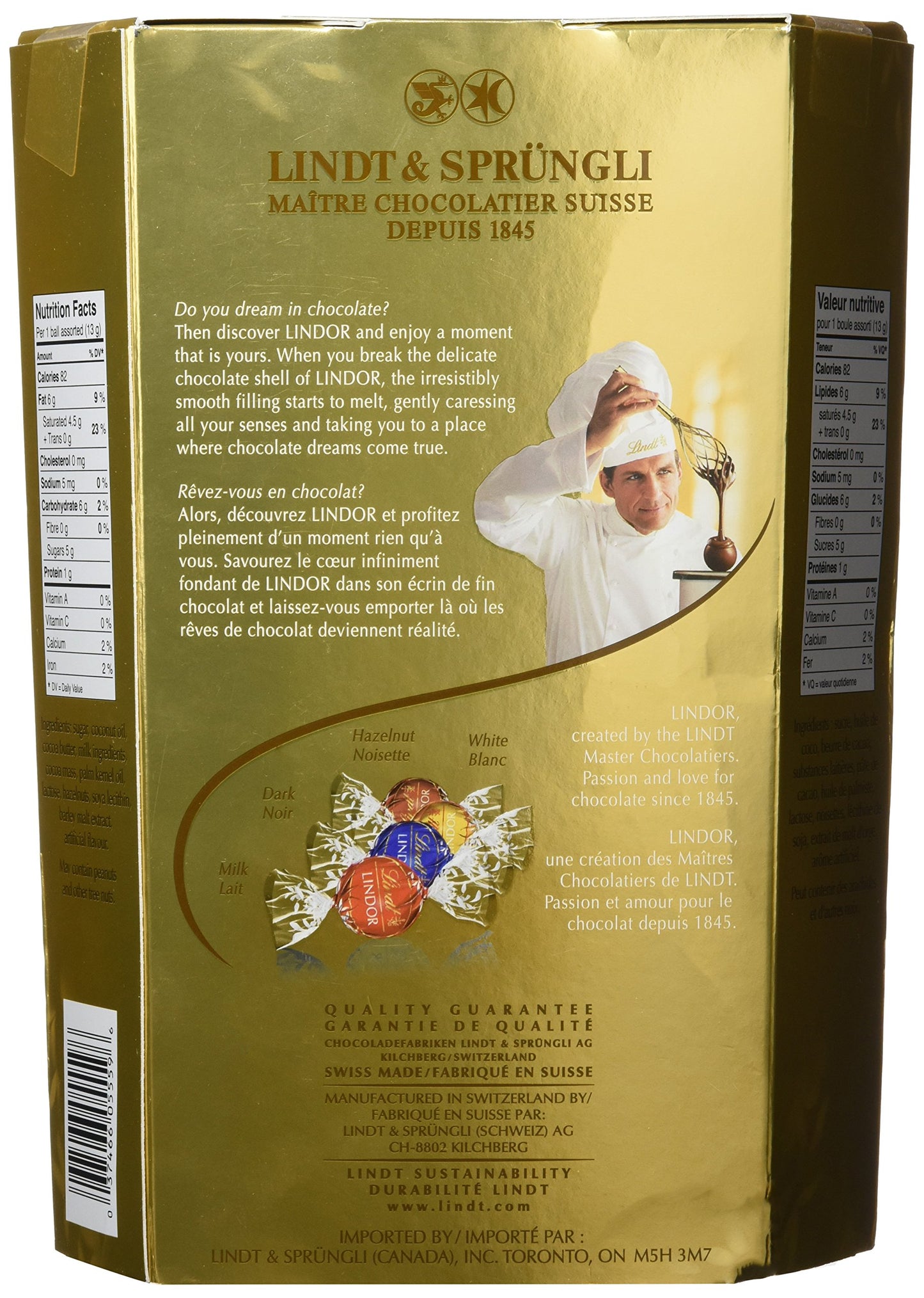 Lindt Lindor Assorted Chocolate Truffles - 900g Value Pack with 4 Flavors