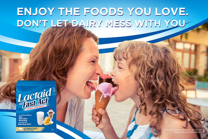 Lactaid Fast Acting Caplets - Lactose Enzyme Break Down - Gas, Bloating or Diarrhea - Milk & Dairy - 40 Caplets Per Package Lactaid