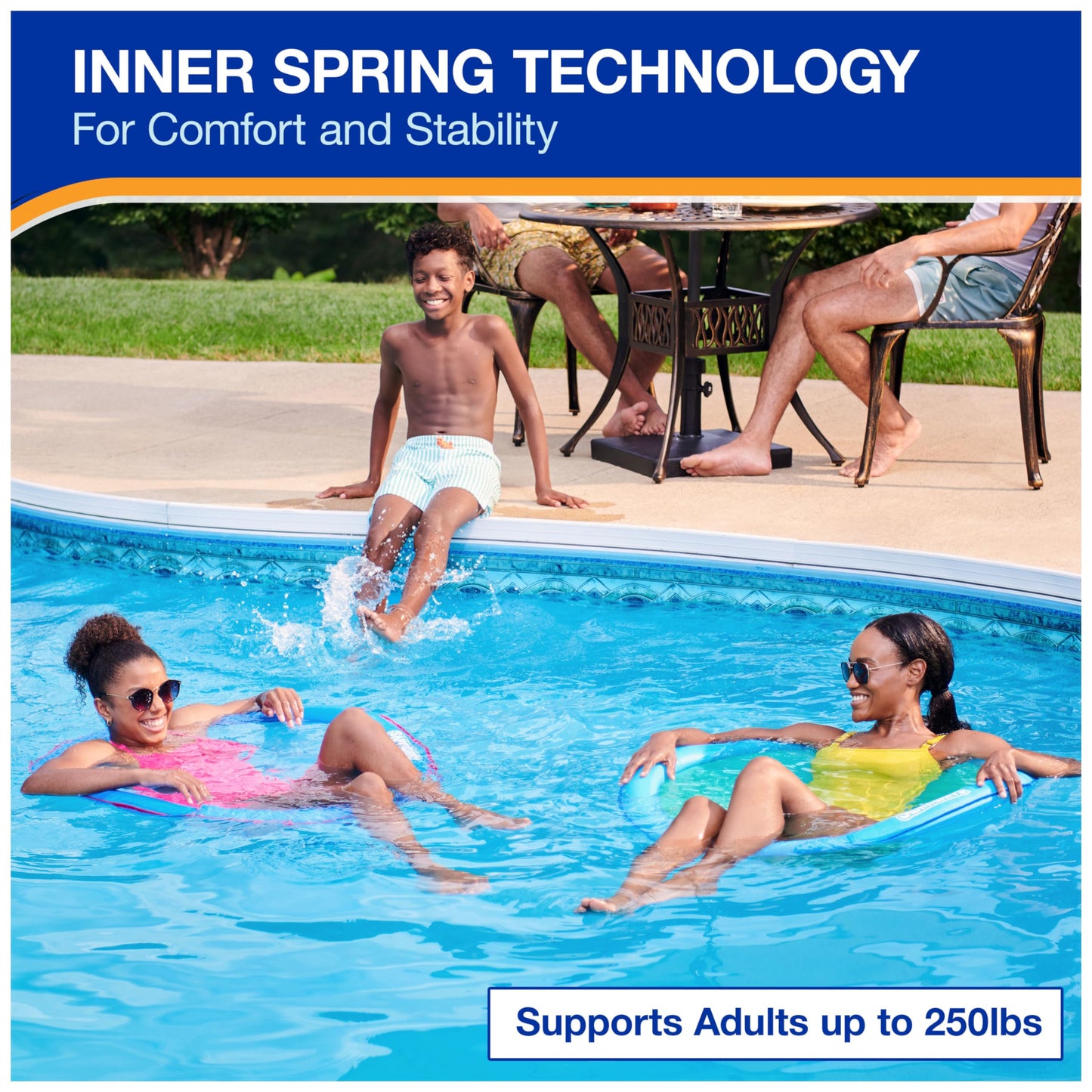 SwimWays Spring Float Premium Papasan Pool Lounger, Inflatable Pool Floats Adult with Fast Inflation for Ages 15 & Up SwimWays