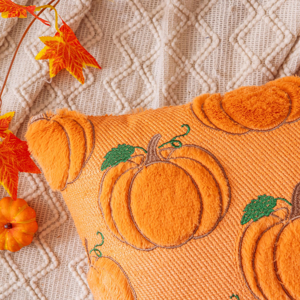 AQOTHES Fall Pumpkin Orange Throw Pillow Covers 18x18 Inch Pack of 2 🍁 All In One Marketplace Canada