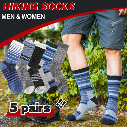 Merino Wool Socks for Women Men Thermal Winter Warm Hiking Crew Boot Work Thick Cozy Gift Socks Stocking Stuffers 5 Pairs(Purplish Blue Grey,M) 🍁 All In One Marketplace Canada