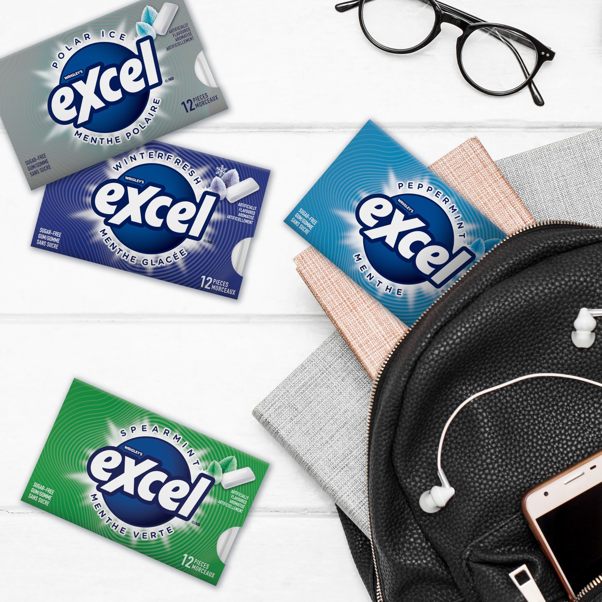 EXCEL Sugar-Free Chewing Gum Variety Pack - 24 Packs (12 Pieces Each)