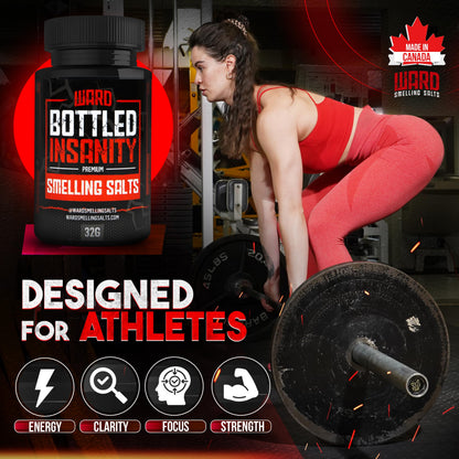 Ward Smelling Salts - Bottled Insanity - Insanely Strong Smelling Salt For Powerlifting Hockey Football Weight Lifting and More | Insane Smelling Salt - Available at All In One Marketplace Canada