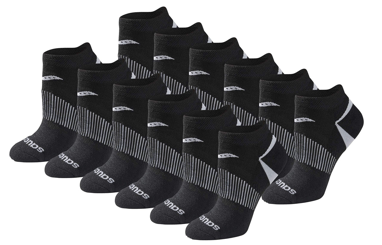 Saucony Women's RunDry Performance Selective Cushion Socks, Available in S-L (6, 12 Pairs), Black Basic (12 Pairs), Medium 🍁 All In One Marketplace Canada