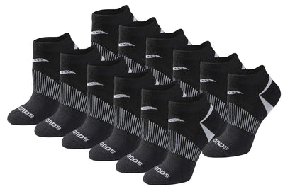 Saucony Women's RunDry Performance Selective Cushion Socks, Available in S-L (6, 12 Pairs), Black Basic (12 Pairs), Medium 🍁 All In One Marketplace Canada