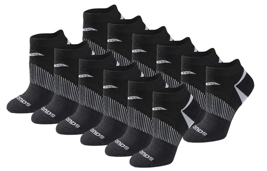 Saucony Women's RunDry Performance Selective Cushion Socks, Available in S-L (6, 12 Pairs), Black Basic (12 Pairs), Medium 🍁 All In One Marketplace Canada Saucony