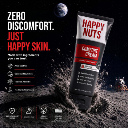Happy Nuts Comfort Cream Deodorant For Men: Anti-Chafing Sweat Defense, Odor Control, Aluminum-Free Mens Deodorant & Hygiene Products for Men's Private Parts - Available at All In One Marketplace Canada