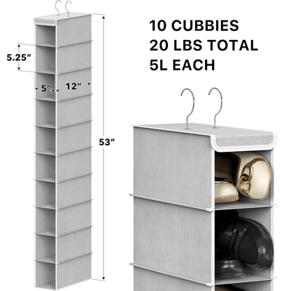 SimpleHouseware 10 Shelves Hanging Shoes Organizer Holder for Closet, Grey - Available at All In One Marketplace Canada