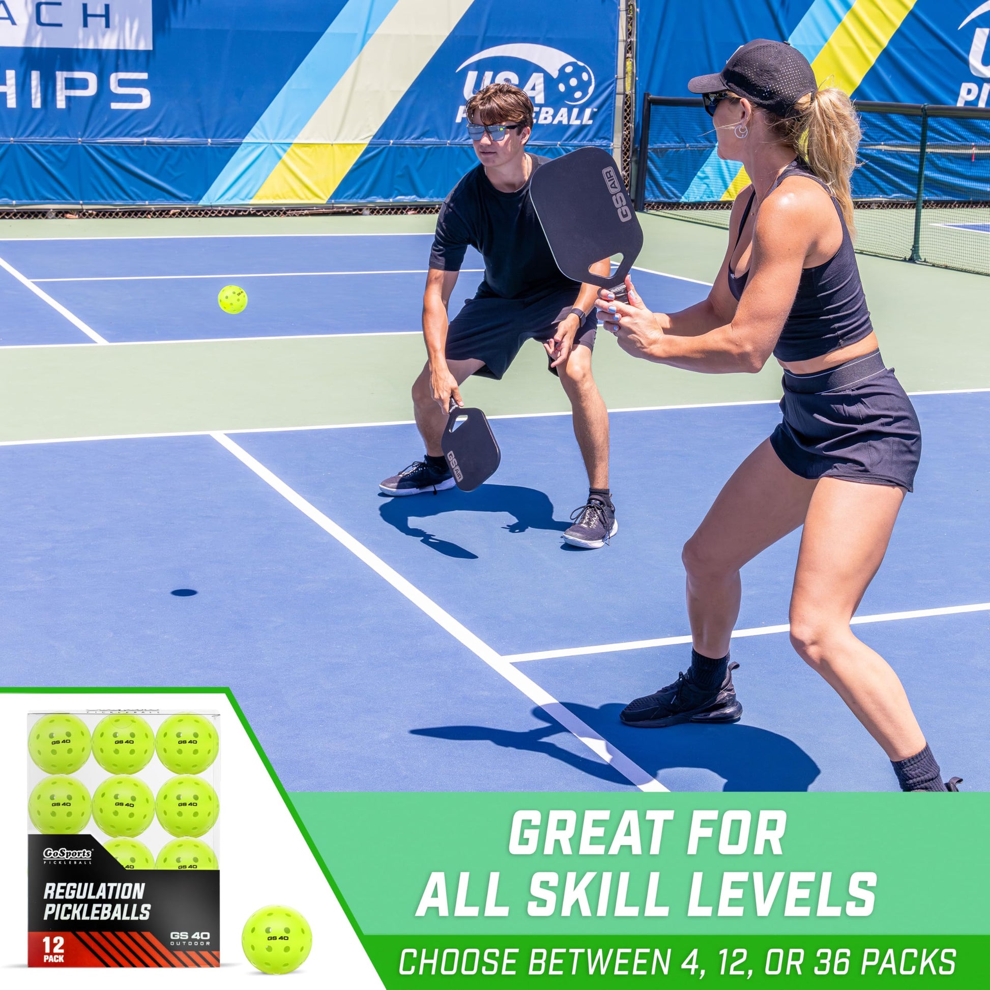GoSports GS 40 Pickleball Balls - 12 Pack of Regulation USAPA Pickleballs GoSports