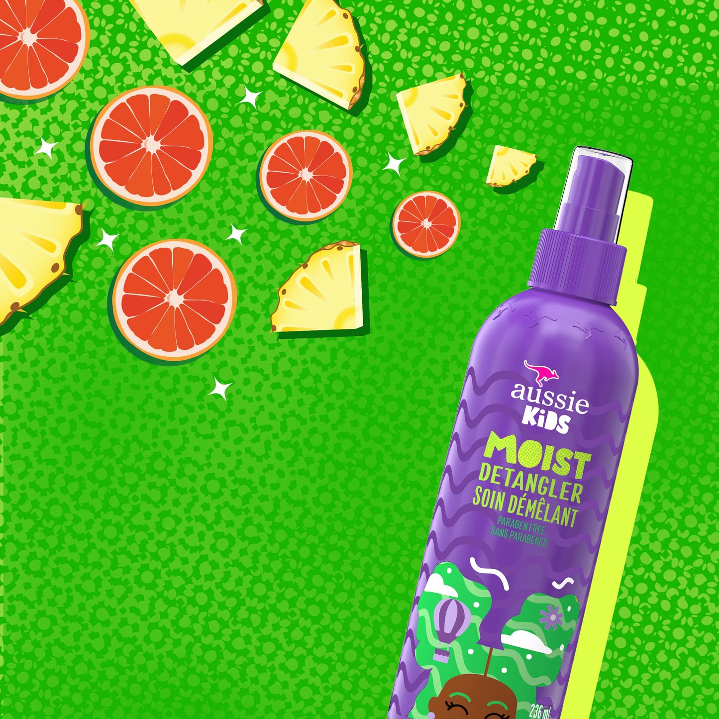 Aussie Kids Moist Sulfate Free Detangler for Kids, Paraben Free, 708 mL Total (3 Count of 236 mL Each)